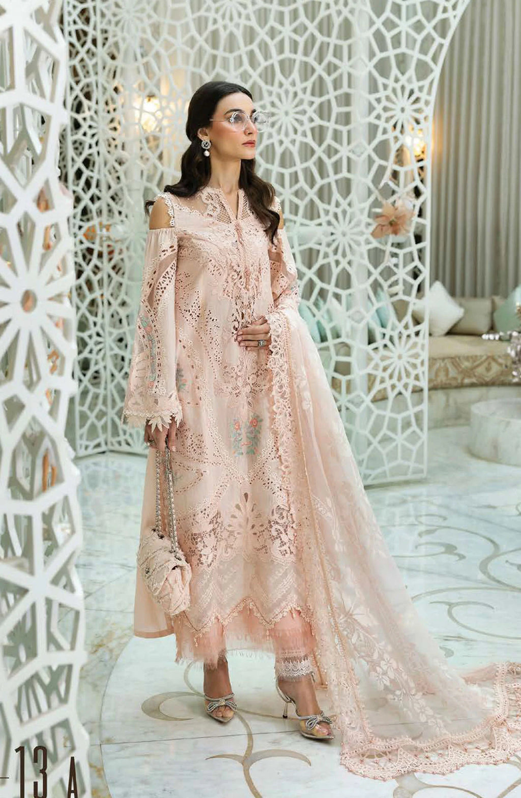 Maria B Embroidered Lawn Unstitched 3 Piece Suit - D-13A - MAB25LLV25 - Pink - Summer Collection