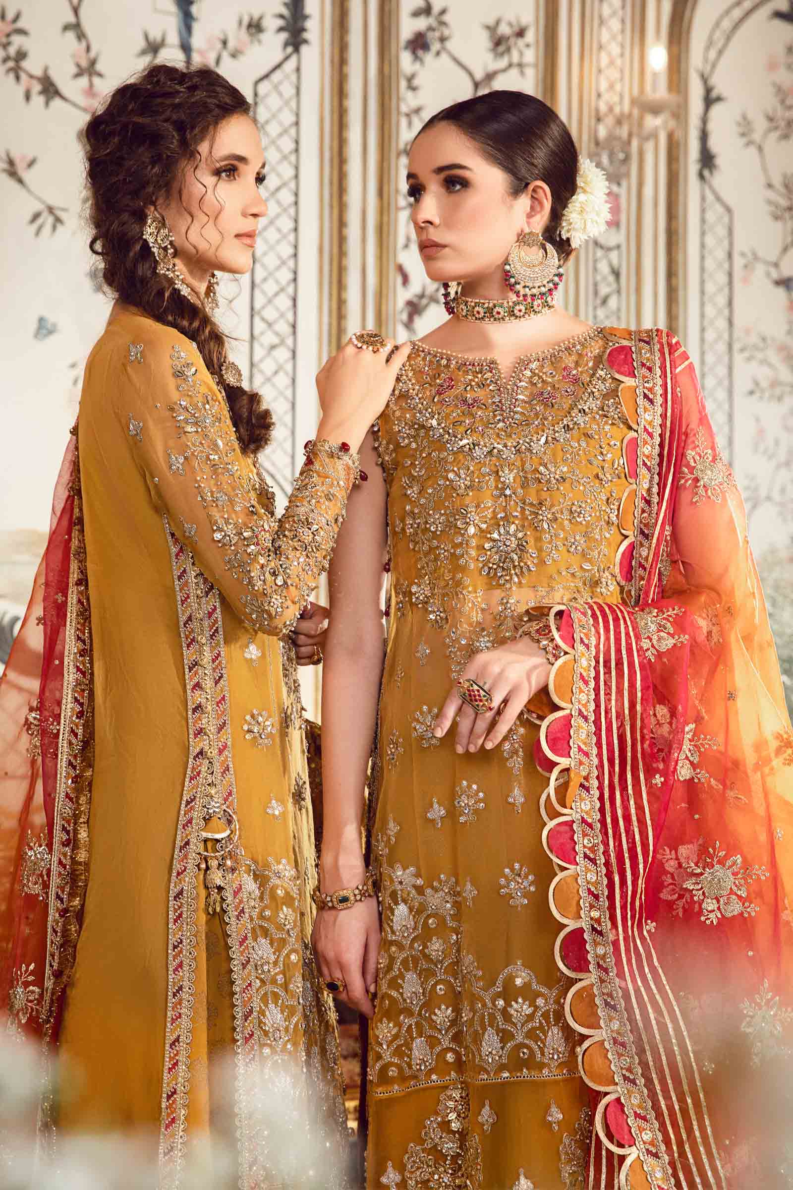 MARIA.B MBroidered Luxury Wedding Formals – Mustard BD-2707