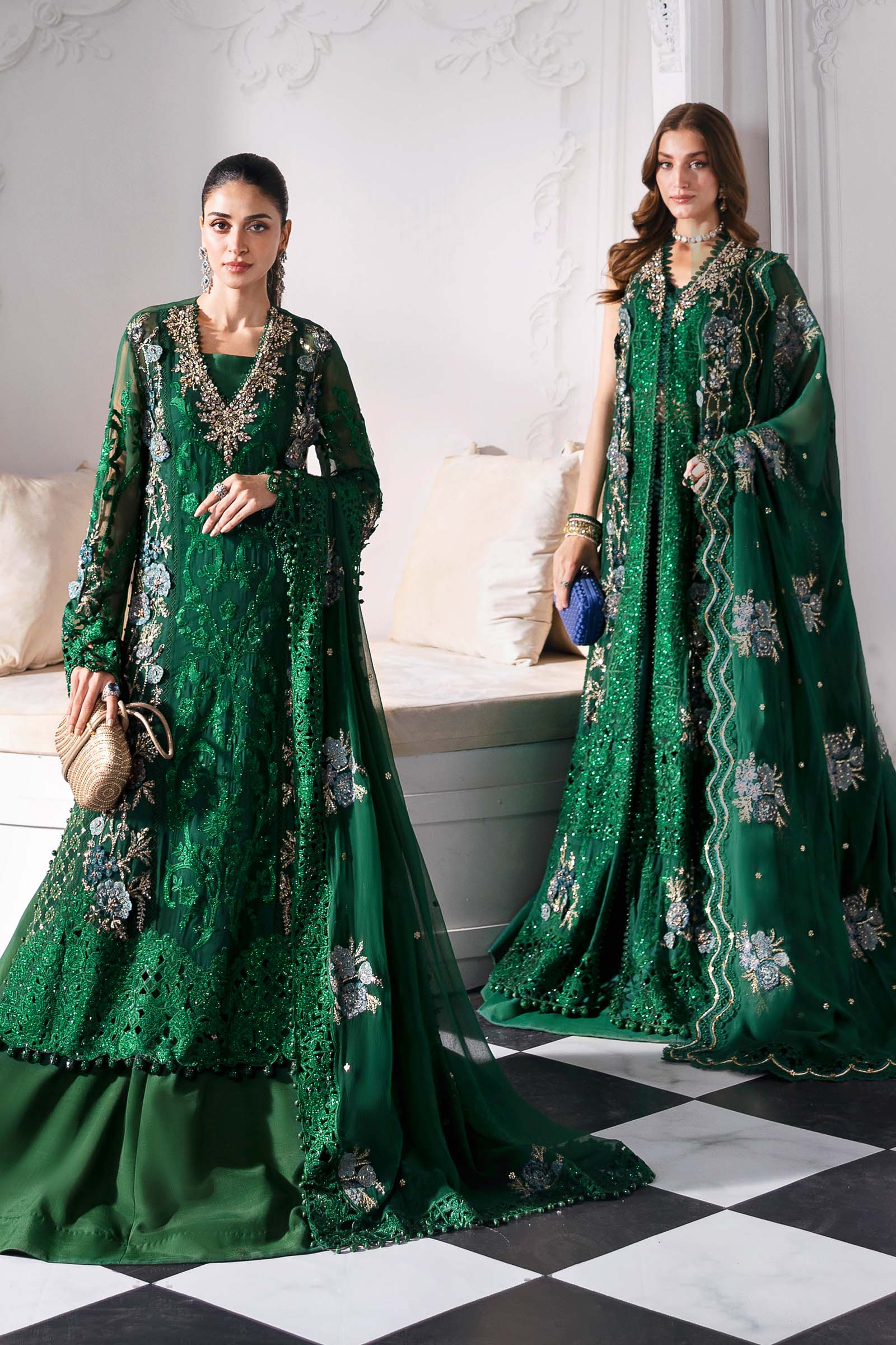 MARIA.B Mbroidered Luxury Formals – Embroidered Chiffon Suit | BD-3008