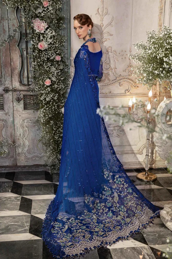 Maria B Chiffon Saree Cobalt Blue BD-2704